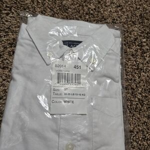 NWT *Size 3T* The Children's Place* Kids Button Up White Dress Shirt w/ Pocket*